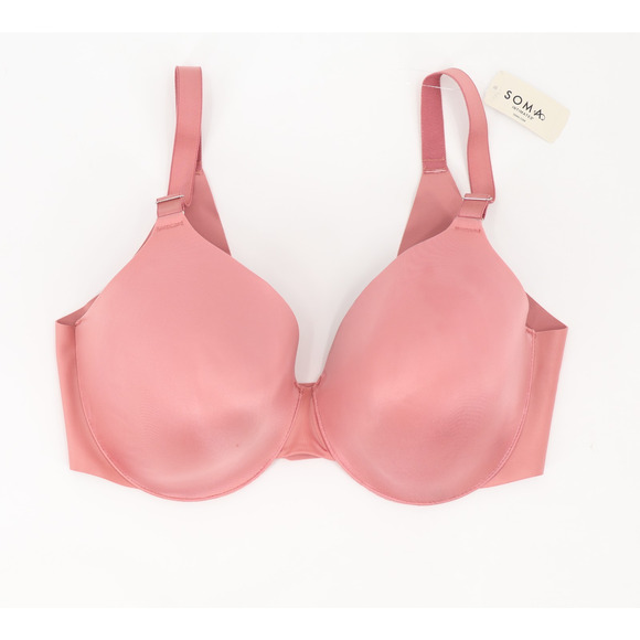 Soma Vanishing Back Full Coverage Bar Underwire Padded Antique Pink 38DDD NEW - Picture 1 of 6